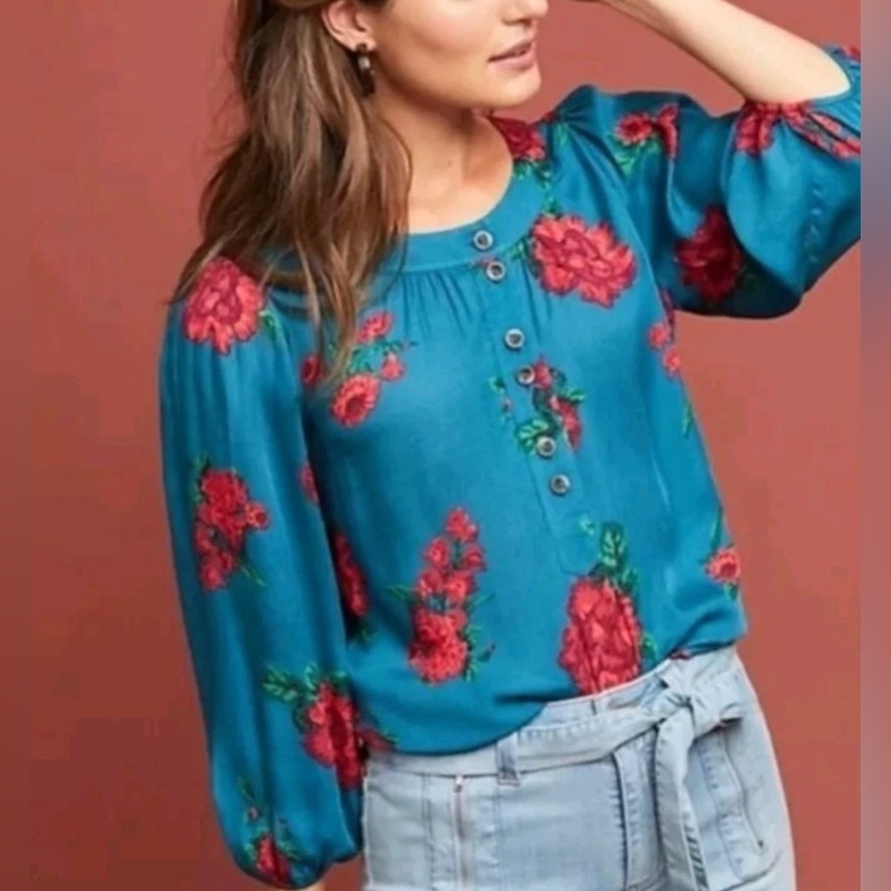 Anthropologie Maeve 3/4 sleeve flowered, size xs